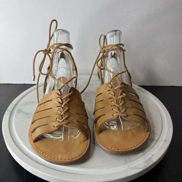 Indigo Rd. Light‎ Natural Tan Gladiator Leather Lace up Sandals Size 6.5 - Picture 3 of 6